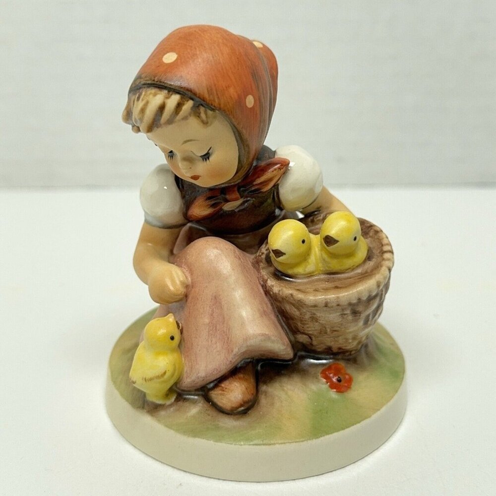 MJ Hummel Figurine Chick Girl 57/0 Yellow Chicks Basket W Germany 1960 - 1972